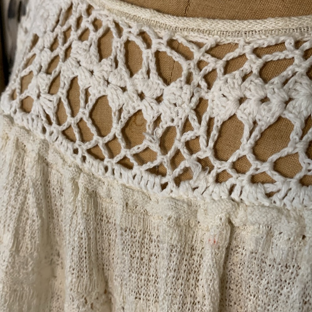 Free people knit sweater top with crochet inserts cream Large - Picture 9 of 12